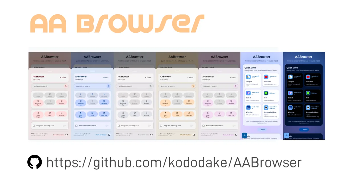 AA Browser browser page and controls on a car display